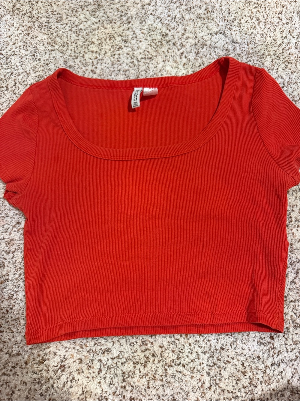 Brandy Melville Bright Red Ribbed Scoop Crop Tee